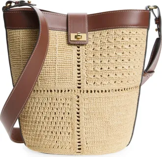 Anya Hindmarch Raffia Patchwork Bucket Bag in Natural at Nordstrom