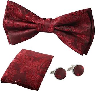 PAUL ANDREW Bow Tie Pocket Square Cuff Links Gift Set