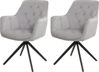 Hhg Hhg - Nunca Usado] Juego De 2 Sillas De Comedor 503, Silla De Cocina Silla Tapizada Con Reposabrazos, Giratoria, Metal Tela/textil, Gris Claro