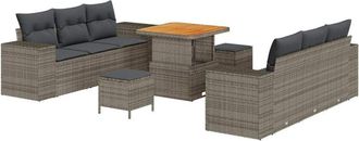 vidaXL Conjunto De Sof&aacute; De Jard&iacute;n Con Coj&iacute;n 9 Pcs Gris 80 X 80 X 71 Cm Vidaxl