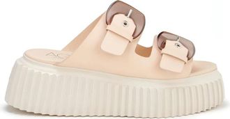 AGL Beige Volwassen Pantoffels - Dames - Sandalen - Beige - 40 EU - Leer - Schoenen