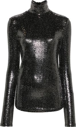 Isabel Marant Black Joyela shiny high-neck top