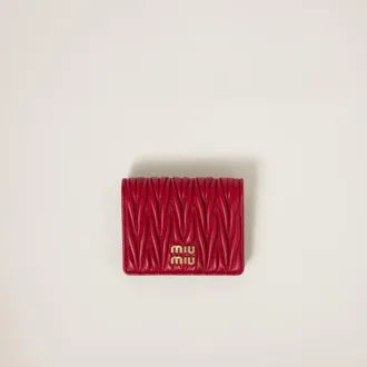 Miu Miu Small Matelass&eacute; Nappa Leather Wallet, Woman, Red
