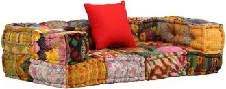 vidaXL Puf Modular De 2 Plazas De Tela Patchwork Vidaxl