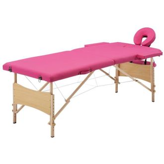 vidaXL Mesa De Masaje Plegable De 2 Zonas Madera Rosa