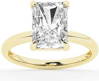 Grown Brilliance Lab Grown Diamond Engagement Ring in 10K Yellow Gold, 3 Carat Radiant Cut Solitaire, Ring Size 7
