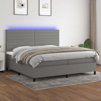 vidaXL Vidaxl - Cama Box Spring Colch&oacute;n Y Luces Led Tela Gris Claro 200x200 Cm