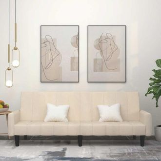 vidaXL Divano Letto a 2 Posti Crema in Velluto - Vidaxl