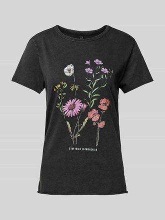 Only Regular Fit T-Shirt aus reiner Baumwolle mit Motiv-Print Modell LUCY LIFE in Black, Gr&ouml;&szlig;e XS
