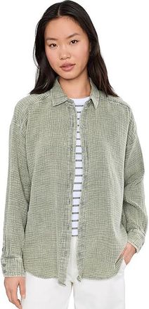 Splendid Ava Gauze Button-Down Womens Clothing Eucalyptus : XL (Womens 14-16), Cotton