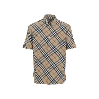 Burberry Brown Short Sleeves Check Shirt