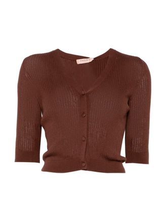 Twin-Set Knit Ribbed Cardigan