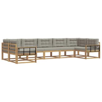 vidaXL Conjunto De Sof&aacute;s De Exterior 7 Pcs Blanco Y Gris Claro Vidaxl