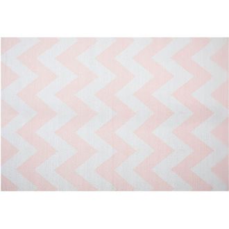 Beliani Beliani - Alfombra Tejida En Poli&eacute;ster Rosa Y Blanco Patr&oacute;n De Chevron 140 X 200 Cm Rectangular Konarli
