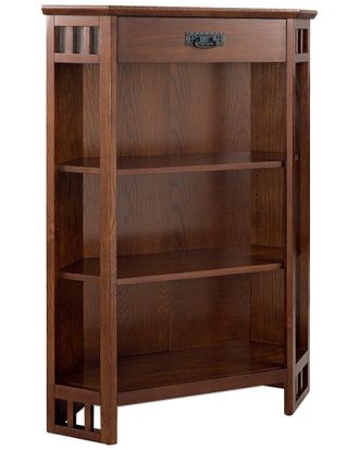 Leick Home Mission Solid Wood Corner Mantel Height Bookcase With Drawer