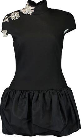 DAVID KOMA metallic detailing halterneck dress - Zwart