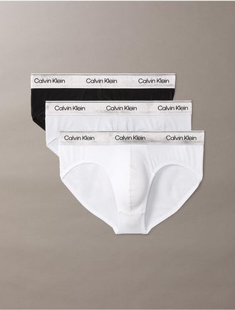 Calvin Klein Mens Icon Cotton Stretch Metallic 3-Pack Hip Brief - Multi - XL