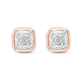 Diana M. Jewels 14KT ROSE GOLD LAB GROWN CUSHION CUT STUDS IN A BEZEL SETTING WEIGHING 4.00 CTS TW
