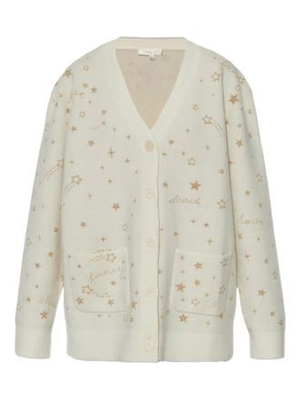 LoveShackFancy star-embellished patch-pocket cardigan - Neutrals
