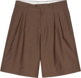 Lardini Camel Wollen Mix Tailored Plooi Shorts - Heren - Korte Broeken - Bruin - XL - Wol - Korte Broeken