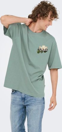 Only & Sons T-Shirt ONLY & SONS ONSFRANK RLX SS TEE NOOS, Herren, Gr. XXL, chinois gr&uuml;n print:arabic flower, Jersey, Obermaterial: 100% Baumwolle, bedruckt, relax