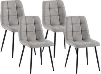 Clp Clp - Lote De 4 Sillas De Comedor Antibes Tela Gris Claro