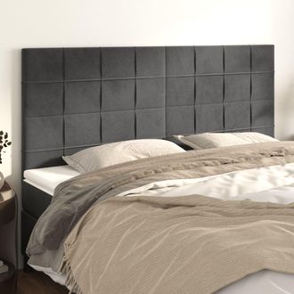 vidaXL Cabeceros 4 Unidades De Terciopelo Gris Oscuro 100x5x78/88 Cm Vidaxl