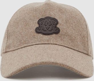 Reiss Oatmeal Brown Monogram Appliqué Wool-blend Cap