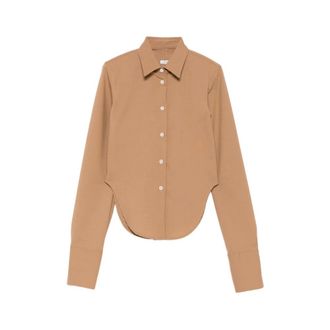 Covert Shirts, female, Brown, Size: XS Long-Sleeve Pointed Collar Shirt