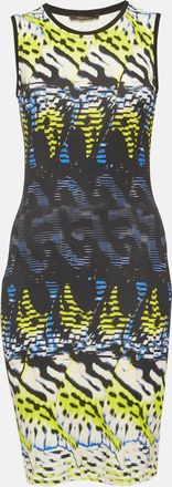 Roberto Cavalli Yellow/blue Printed Jersey Mini Dress