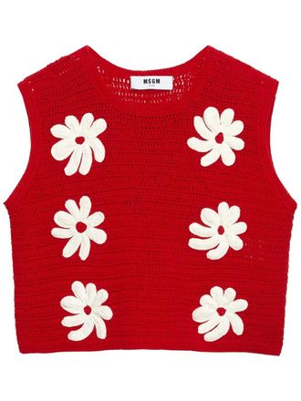 Msgm crochet-knit top - women - Fabric - M - Red