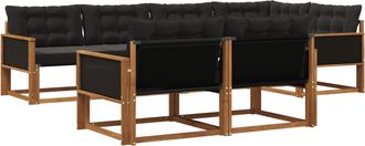 vidaXL Conjunto De Sof&aacute;s De Exterior 7 Uds. Natural Y Negro Vidaxl