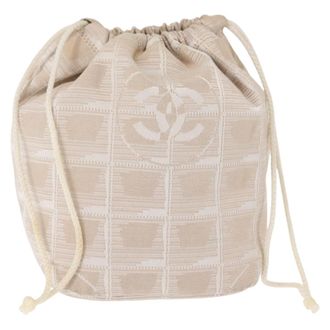 Chanel Travel Line Nylon Beige Nylon Backpack Bag (Pre-Owned)