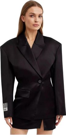 NU&Eacute; Zwarte Blazer met Logodetail - Dames - Blazers - Zwart - S - Polyester - Jassen
