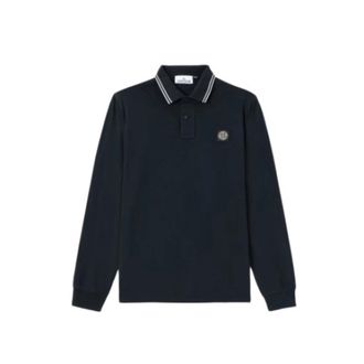 Stone Island Long Sleeve Piqu&eacute; Polo - Heren - Polos - Blauw - L - Katoen - Tops