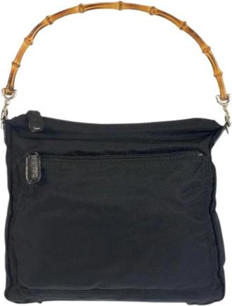 Gucci Pre-owned Bamboo Nylon Handbag Black - Dames - Vintage Schoudertas - Zwart - ONE Size - Nylon - Vintage