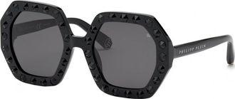 Philipp Plein Womens SPP039S53700Y 53 Sunglasses - Black - One Size