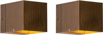QAZQA Qazqa Moderno Set De 2 L&aacute;mparas De Pared Inteligentes Color Bronce Oscuro 8 Cm Con Wifi G9 - Transfer Aluminio Cuadrada Adecuado Para Led Max. 1 X 2.5