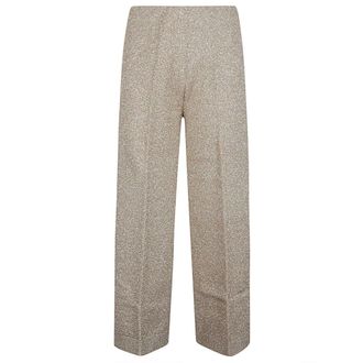 Circus Hotel Broeken, Dames, Geel, M, Metallic Wijde Pijpen Broek