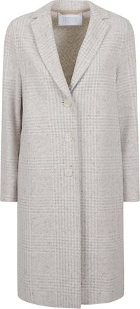 Harris Wharf London Single-Breasted Coats, female, Gray, Size: 2XS Grey Wool Silk Blend Coat