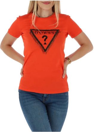 Guess T-shirt met ronde hals - Dames - T-shirts - Oranje - XS - Katoen - Tops