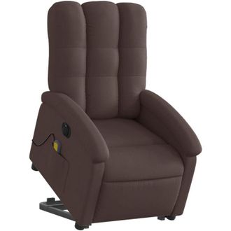 vidaXL Vidaxl - Sill&oacute;n Masaje El&eacute;ctrico Reclinable Elevable Tela Marr&oacute;n Oscuro