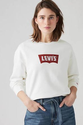 Levi's Felpa Iconic Heritage a girocollo stampata - Donna - XS - Bianco / Crew Vintage Bw W/Co White+