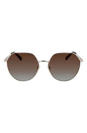 Longchamp Roseau 60mm Gradient Round Sunglasses in Rose Gold /Brick at Nordstrom Rack