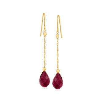 Canaria Canaria Ruby Teardrop Earrings in 10kt Yellow Gold