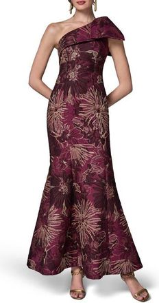 DKNY One-Shoulder Gown in Prune Multi at Nordstrom, Size 14