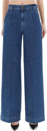 Pantaloni Torino Wide Leg Denim Pants - Dames - Loose Fit Jeans - Blauw - W28 - Denim - Jeans