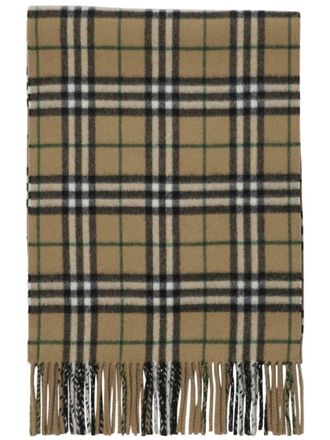 Burberry check-print fringed cashmere scarf - unisex - Cashmere - OS - Neutrals