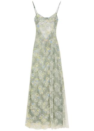 Roberta Einer Sophia Embellished Stretch-lace Maxi Dress - Yellow - S (UK8-10 / S)