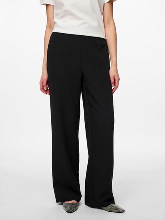 Pieces Schlupfhose PIECES PCBOSELLA HW WIDE PLAIN PANT NOOS, Damen, Gr. XS (34), L&auml;nge 30, schwarz, Web, Obermaterial: 88% Polyester, 12% Elasthan, unifarben